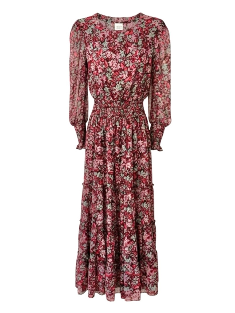 MISA Los Angeles Xirena Floral Ruffle Maxi Dress Purple Pink Size Small - Picture 1 of 10